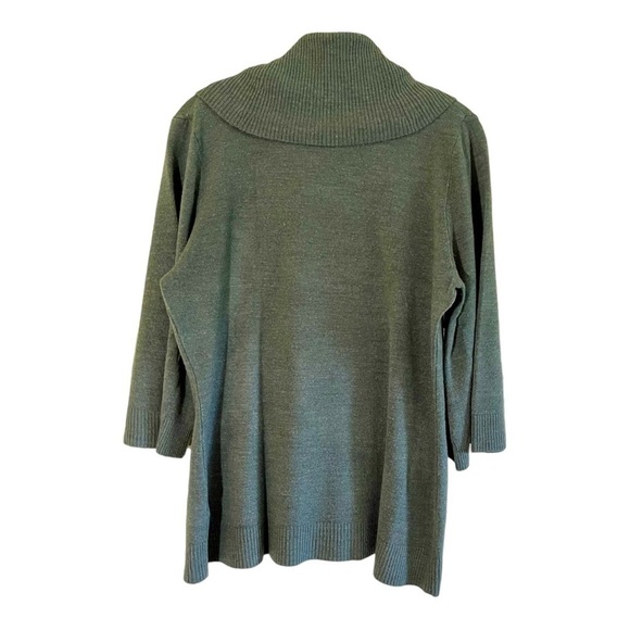 LUXE 360, WOMENS, COWL NECK, GREY SWEATER TOP. 3/4 FLARE SLEEVE. SIZE XL - Picture 4 of 7